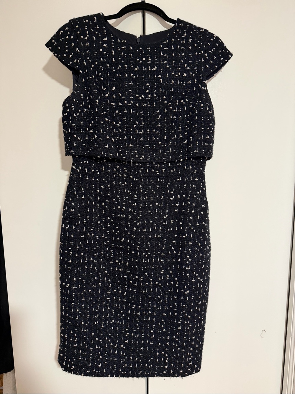 J.Crew Black & White Tweed Layered Sheath Dress NWT Size 4